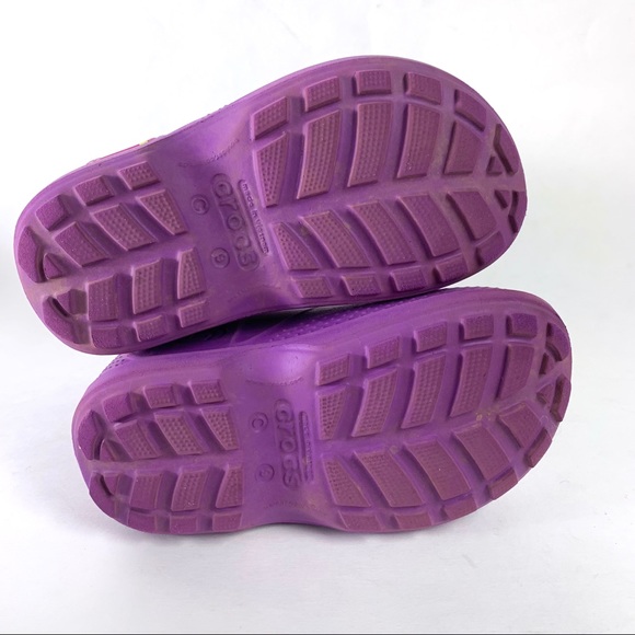 Crocs Handle It Floral Rubber Rain Boots Purple - Picture 6 of 9